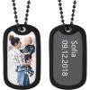 U7 Custom Photo Necklace for Men Women, Stainless Steel Black Gold Color Dog Tag – Personalized Text Engraved Memory Heart/Round Square Shaped Picture Pendant Necklaces Lover Gift Mothers Fathers Day(05.Dog Tag(black)+silicone silencer)