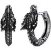 U7 Dragon Earrings Stainless Steel/18K Gold/Black/S925 Sterling Silver Hoop Earrings for Men Women, Personalized Punk Rock Huggie Earrings, Hypoallergenic(01.Dragon-Stainless Steel)