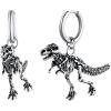U7 Dragon Earrings Stainless Steel/18K Gold/Black/S925 Sterling Silver Hoop Earrings for Men Women, Personalized Punk Rock Huggie Earrings, Hypoallergenic(03.Tyrannosaurus Rex-Stainless Steel)
