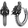 U7 Dragon Earrings Stainless Steel/18K Gold/Black/S925 Sterling Silver Hoop Earrings for Men Women, Personalized Punk Rock Huggie Earrings, Hypoallergenic(02.Dragon-925 Silver)