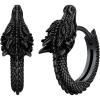 U7 Dragon Earrings Stainless Steel/18K Gold/Black/S925 Sterling Silver Hoop Earrings for Men Women, Personalized Punk Rock Huggie Earrings, Hypoallergenic(02.Dragon-925 Silver Black Plated)