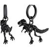 U7 Dragon Earrings Stainless Steel/18K Gold/Black/S925 Sterling Silver Hoop Earrings for Men Women, Personalized Punk Rock Huggie Earrings, Hypoallergenic(03.Tyrannosaurus Rex-Black)