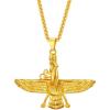 U7 Farvahar Pendant Chain Stainless/Black Gun/18K Gold Plated Symbol Iran Persian Gift Necklace, Customizable(Farvahar gold)
