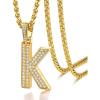 U7 Gold Initial Number Necklace for Men Women, 18K Gold/Silver Plated Diamond CZ Letter Pendant Necklace Big A-Z 0-9 Hip Hop Jersey, Customerized Letter Wheat Chain 22 Inch for Athletes Rappers(K-Gold)