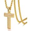 U7 Gold Initial Number Necklace for Men Women, 18K Gold/Silver Plated Diamond CZ Letter Pendant Necklace Big A-Z 0-9 Hip Hop Jersey, Customerized Letter Wheat Chain 22 Inch for Athletes Rappers(T-Gold)