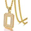 U7 Gold Initial Number Necklace for Men Women, 18K Gold/Silver Plated Diamond CZ Letter Pendant Necklace Big A-Z 0-9 Hip Hop Jersey, Customerized Letter Wheat Chain 22 Inch for Athletes Rappers(O-Gold)