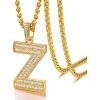 U7 Gold Initial Number Necklace for Men Women, 18K Gold/Silver Plated Diamond CZ Letter Pendant Necklace Big A-Z 0-9 Hip Hop Jersey, Customerized Letter Wheat Chain 22 Inch for Athletes Rappers(Z-Gold)