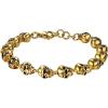 U7 Gothic Skull Bracelets for Men Women, Stainless Steel/18K Gold Plated/Silver Black Punk Skeleton Head Chain Bracelet Party Accessories for Rapper Biker(03 Skull/Gold(Small))