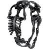 U7 Gothic Skull Bracelets for Men Women, Stainless Steel/18K Gold Plated/Silver Black Punk Skeleton Head Chain Bracelet Party Accessories for Rapper Biker(01 Skeleton/Black(Large))