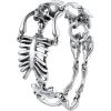 U7 Gothic Skull Bracelets for Men Women, Stainless Steel/18K Gold Plated/Silver Black Punk Skeleton Head Chain Bracelet Party Accessories for Rapper Biker(01 Skeleton/Stainless(Large))