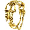 imageU7 Gothic Skull Bracelets for Men Women Stainless Steel18K Gold PlatedSilver Black Punk Skeleton Head Chain Bracelet Party Accessories for Rapper Biker01 SkeletonGoldLarge