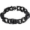 U7 Gothic Skull Bracelets for Men Women, Stainless Steel/18K Gold Plated/Silver Black Punk Skeleton Head Chain Bracelet Party Accessories for Rapper Biker(02 Skull/Black(Medium))