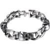 U7 Gothic Skull Bracelets for Men Women, Stainless Steel/18K Gold Plated/Silver Black Punk Skeleton Head Chain Bracelet Party Accessories for Rapper Biker(02 Skull/Stainless(Medium))
