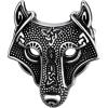U7 Gothic Skull Brooches Pin for Halloween Men Women Stainless Steel Silver Black Viking Rune/Wolf Head/Deer/Spider Animal Gothic Brooch Scarf Dress Lapel Pins(Viking Wolf Head)
