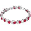 U7 Green Emerald/Blue/Red/Colorful Tennis Bracelets, 18K Gold Plated Platinum Link Chain Diamond Cut Simulated Gem Crystal Bracelet,Resizable Length 6-8 Inches,Wedding Mothers Day Gift for Women(Platinum & Red)