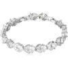U7 Green Emerald/Blue/Red/Colorful Tennis Bracelets, 18K Gold Plated Platinum Link Chain Diamond Cut Simulated Gem Crystal Bracelet,Resizable Length 6-8 Inches,Wedding Mothers Day Gift for Women(Platinum & White)