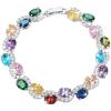 U7 Green Emerald/Blue/Red/Colorful Tennis Bracelets, 18K Gold Plated Platinum Link Chain Diamond Cut Simulated Gem Crystal Bracelet,Resizable Length 6-8 Inches,Wedding Mothers Day Gift for Women(Platinum & Colorful Stone)