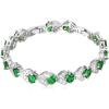 U7 Green Emerald/Blue/Red/Colorful Tennis Bracelets, 18K Gold Plated Platinum Link Chain Diamond Cut Simulated Gem Crystal Bracelet,Resizable Length 6-8 Inches,Wedding Mothers Day Gift for Women((Hot) Platinum & Green)