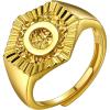U7 Initial Ring Wedding Band for Men Women 18K Gold Plated Statement Hexagon A-Z Letter Jewelry Personalized Stackable Signet Rings(O)