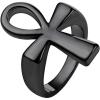 imageU7 Jewelry Ankh Rings Ancient Egyptian Eye of Ra Horus Ring Stainless SteelGold PlatedBlack Color Egypt Symbol Rings for Men Women02Ankh CrossBlack