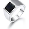 U7 Jewelry Fashion Black Onyx/Blue Gemstone Ring for Men Women, Stainless Steel Square Signet Rings Thumb Ring Band for Dad Father, Gothic Skull Rings with Birthstone, Size 7-14, Anillos De Hombre(8mm Black Onyx-Stainless Steel)