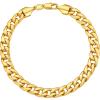 U7 Link Chain Bracelet for Men Stainless Steel, Cuban Link/Figaro Chain/Rope Chain/Heart Bracelets, 3mm/5mm/7mm/9mmm/12mm Width, Chain Wrist Bracelet for Men Women, 8″/8.3″ Length(a.cuban link-7mm gold)