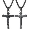 U7 Men Crucifix Cross Pendant with Chain Baptism Christian Jewelry Stainless Steel/18K Gold Antique Jesus Necklace, Gift Packed,Length 22″(09. Black – Custom)