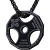 U7 Men Women Fitness Dumbbell Necklace Stainless Steel Weight Plate Barbell Chain Pendant Necklace,Chain 22″+2″ Extender, with Gift Box(A.Weight Plate Black)
