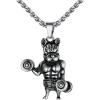 U7 Men Women Fitness Dumbbell Necklace Stainless Steel Weight Plate Barbell Chain Pendant Necklace,Chain 22″+2″ Extender, with Gift Box(E.Sport Bulldog Stainless)