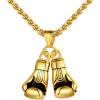 U7 Men Women Fitness Dumbbell Necklace Stainless Steel Weight Plate Barbell Chain Pendant Necklace,Chain 22″+2″ Extender, with Gift Box(F-Gold Boxing Gloves)
