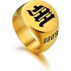 U7 Personalized Signet Rings for Men Women Stainless Steel/18K Gold Plated/Black Engraved Ring Custom Initial Ring Gifts for Boys Father(04.Round-Gold)