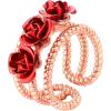 U7 Rose Flower Ring 3 Line Wide Band Rose Gold Plated Open Stacking Ring for Women Girls