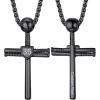 U7 Soccer Necklace for Men Football Baseball Basketball Stainless Steel Chain in Gold Silver Black Color, Shoes Pendant Necklaces for Gym Sport Players Hip Hop Jewelry, 22 Inch(B-Baseball Cross-Black-Custom Jersey Number+Text)