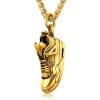 U7 Soccer Necklace for Men Football Baseball Basketball Stainless Steel Chain in Gold Silver Black Color, Shoes Pendant Necklaces for Gym Sport Players Hip Hop Jewelry, 22 Inch(03-Running Shoe-Gold)