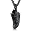 U7 Soccer Necklace for Men Football Baseball Basketball Stainless Steel Chain in Gold Silver Black Color, Shoes Pendant Necklaces for Gym Sport Players Hip Hop Jewelry, 22 Inch(03-Running Shoe-Black)