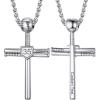 U7 Soccer Necklace for Men Football Baseball Basketball Stainless Steel Chain in Gold Silver Black Color, Shoes Pendant Necklaces for Gym Sport Players Hip Hop Jewelry, 22 Inch(B-Baseball Cross-Stainless-Custom Jersey Number+Text)