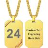 F-Baseball Number Dog Tags-Gold-Customized