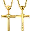 U7 Soccer Necklace for Men Football Baseball Basketball Stainless Steel Chain in Gold Silver Black Color, Shoes Pendant Necklaces for Gym Sport Players Hip Hop Jewelry, 22 Inch(B-Baseball Cross-Gold-Custom Jersey Number+Text)