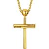 U7 Soccer Necklace for Men Football Baseball Basketball Stainless Steel Chain in Gold Silver Black Color, Shoes Pendant Necklaces for Gym Sport Players Hip Hop Jewelry, 22 Inch(06-Baseball Cross-Gold)