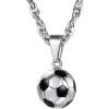 U7 Soccer Necklace for Men Football Baseball Basketball Stainless Steel Chain in Gold Silver Black Color, Shoes Pendant Necklaces for Gym Sport Players Hip Hop Jewelry, 22 Inch(01-Soccer-Stainless)
