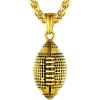 U7 Soccer Necklace for Men Football Baseball Basketball Stainless Steel Chain in Gold Silver Black Color, Shoes Pendant Necklaces for Gym Sport Players Hip Hop Jewelry, 22 Inch(02-Football-Gold)