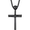 U7 Soccer Necklace for Men Football Baseball Basketball Stainless Steel Chain in Gold Silver Black Color, Shoes Pendant Necklaces for Gym Sport Players Hip Hop Jewelry, 22 Inch(06-Baseball Cross-Black)