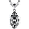 U7 Soccer Necklace for Men Football Baseball Basketball Stainless Steel Chain in Gold Silver Black Color, Shoes Pendant Necklaces for Gym Sport Players Hip Hop Jewelry, 22 Inch(02-Football-Stainless)