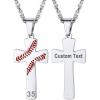 U7 Soccer Necklace for Men Football Baseball Basketball Stainless Steel Chain in Gold Silver Black Color, Shoes Pendant Necklaces for Gym Sport Players Hip Hop Jewelry, 22 Inch(A-Baseball Cross-Stainless-Custom Text)