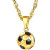 U7 Soccer Necklace for Men Football Baseball Basketball Stainless Steel Chain in Gold Silver Black Color, Shoes Pendant Necklaces for Gym Sport Players Hip Hop Jewelry, 22 Inch(01-Soccer-Gold)
