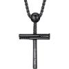 U7 Soccer Necklace for Men Football Baseball Basketball Stainless Steel Chain in Gold Silver Black Color, Shoes Pendant Necklaces for Gym Sport Players Hip Hop Jewelry, 22 Inch(D-Baseball Cross-Black-Custom Text)