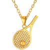 U7 Soccer Necklace for Men Football Baseball Basketball Stainless Steel Chain in Gold Silver Black Color, Shoes Pendant Necklaces for Gym Sport Players Hip Hop Jewelry, 22 Inch(05-Tennis-Gold)