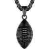 U7 Soccer Necklace for Men Football Baseball Basketball Stainless Steel Chain in Gold Silver Black Color, Shoes Pendant Necklaces for Gym Sport Players Hip Hop Jewelry, 22 Inch(02-Football-Black)