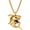 U7 Stainless Steel Shark Necklaces,18K Gold Plated Dolphin/Swordfish/Shark Pendant Necklace,Punk Mens Jewelry(1.Shark-18K Gold)