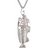 U7 Stainless Steel Shark Necklaces,18K Gold Plated Dolphin/Swordfish/Shark Pendant Necklace,Punk Mens Jewelry(3.Fish Bone-Steel)